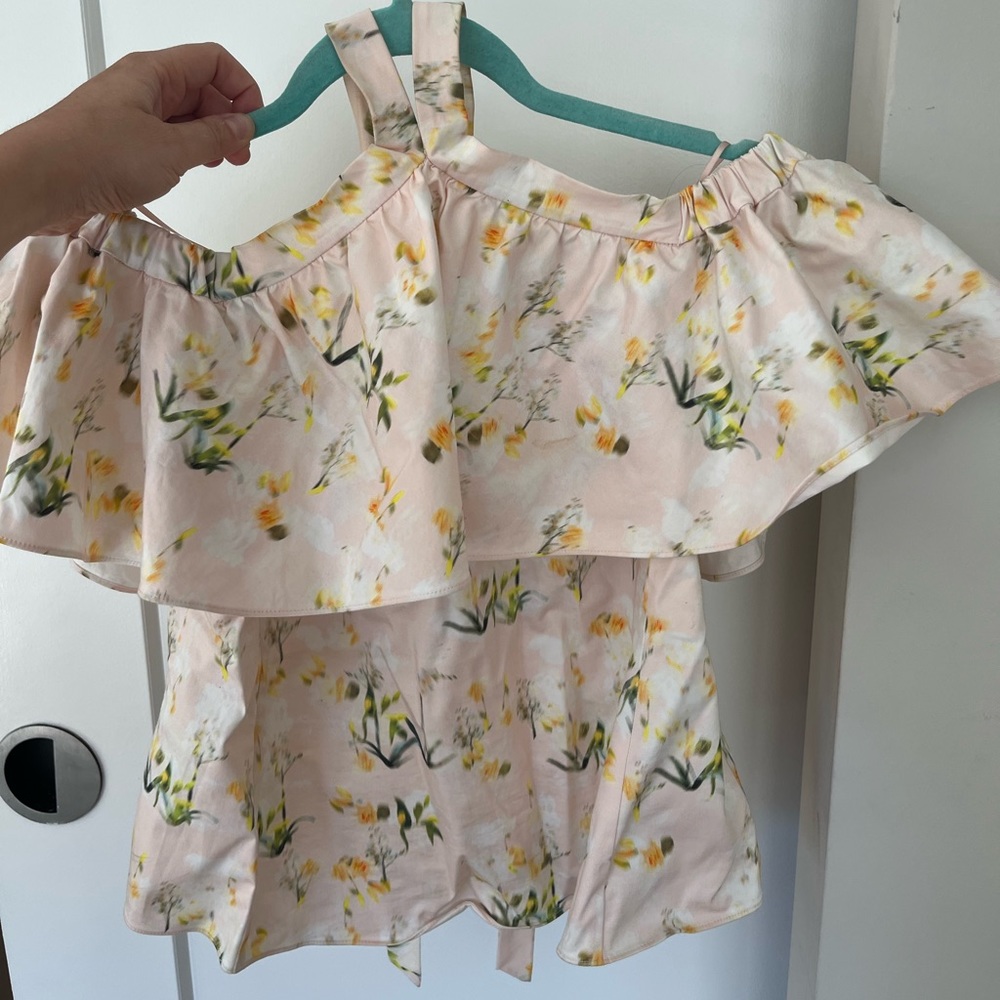 Pink Floral Peplum Rebecca Taylor Top size 6